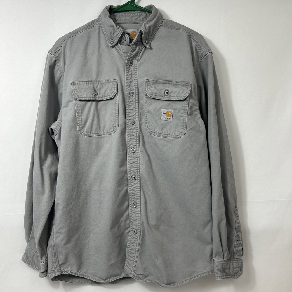 Carhartt FR Vintage Mens Medium Flame Resistant Regular Fit Gray Twill Work